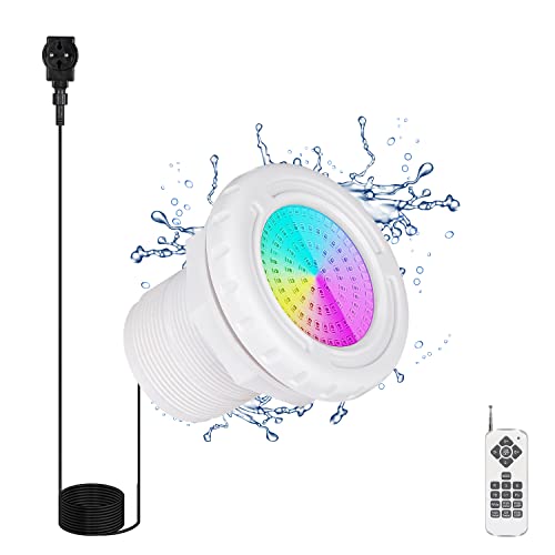 KOLLNIUN Iluminación de la piscina LED, adecuada para la instalación de la piscina, 12W RGB dimmer, control remoto compatible, luz de la piscina ip68 cable impermeable de 7m, 12V