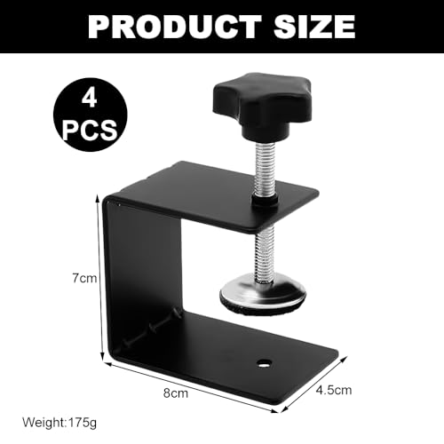 GmeDhc 4 Stücks Schraubklemme Klein, Verstellbarer Tischklemme mit Anti-Rutsch-Pad, c Klemme für Schubladen, Schränke
