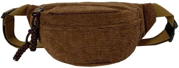 Corduroy Panny Pack Belt Bag Crossbody Sling Bag Casual Chest Bag Waist Pack Hip Pack for Women Men with Adjustable Straps Brown