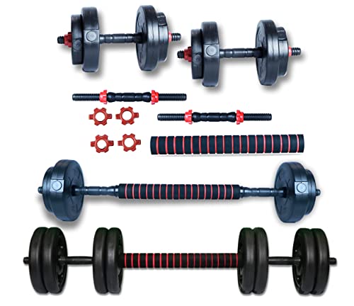 Image of 3 in 1 gym combo Adjustable dumbbells set,14� Dumbbell rod,15.5� Connector 10 mm Eva Foam, Star Nuts kit for home gym Workout. (12 KG, NO ACCESSORIES)