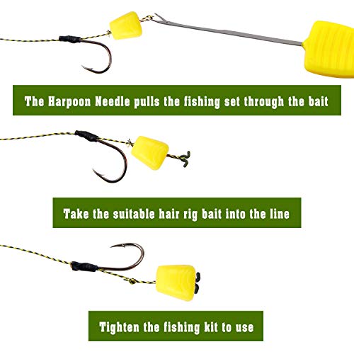 Fishing Carp Hair Boilie Rigs Kit – 45pcs Curved Barbed Carp Hook Braided Line Bait Stopper Needle Tool Scent Corn by Shaddock Fishing - Image 8