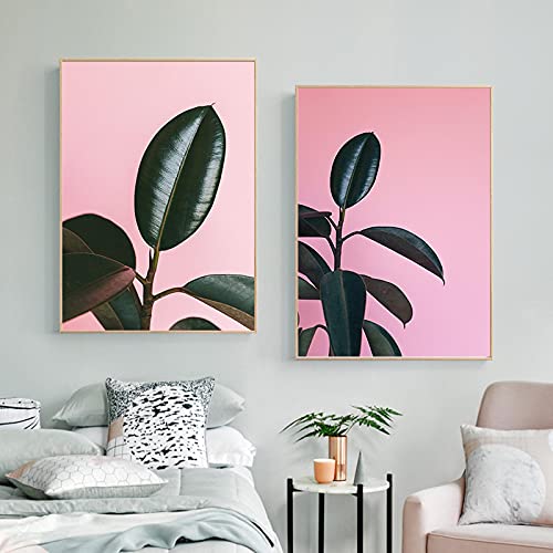 Affiche rose et verte abstraite nordique, poster mural 40x60cm