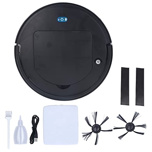 PODSJD Aspiradora Robot Multifunción Negro, Barre, Aspira y Friega con Bajo Ruido - Limpieza Inteligente, 90 Minutos de Autonomía, Antichoque para Uso Doméstico (Negro)