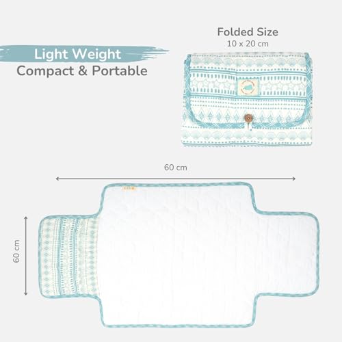 Image of Tidy Sleep Portable Diaper Changing Mat /Pad for Newborns & Infants Baby 0-24 Months Light Weight, Portable, Water Proof (Marine Meadow)