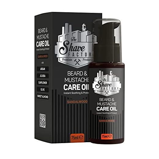 the shave factory Beard&Mustache Care Oil with Sandalwood - Product For Professional Barbers and Traditional Shaving & Grooming Enthusiasts (75 ml(2.6 fl. oz))