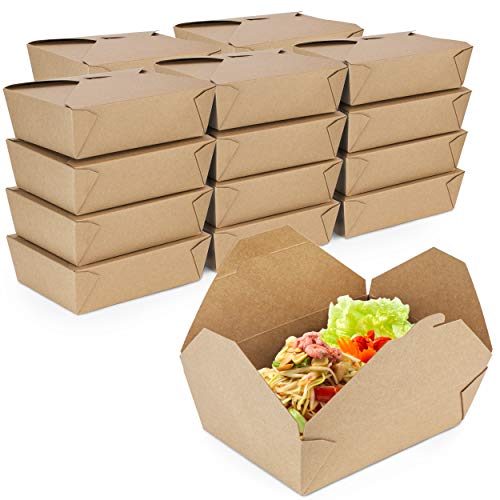 Fit Meal Prep 200 Pack 76 oz Disposable Take Out Containers Microwaveable Kraft Paper To Go Boxes for Food To Go Containers Takeout Containers Leakproof Greaseproof for Restaurants, Food Service