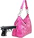 Laser Cut Bling Hobo fashion CCW Bag Faux Leather Concealed Carry Purse Hot Pink