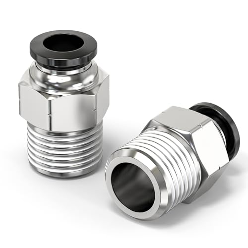 Image of ERGAOBOY 10 Pcs Male Straight 4MM Tube OD x 1/8" BSP Thread Push to Connect Fittings, Air Push Connect Tool Pneumatic Hose Fittings