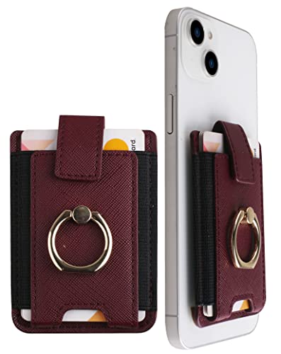 Cheap Sunday Phone Wallet With Ring Holder Stick On, Apple Phone Wallet Card Holder Rfid Blocking For Iphone And Galaxy Id Card Holder For Phone Case Fit 7 Cards (Burgandy) #TOP28