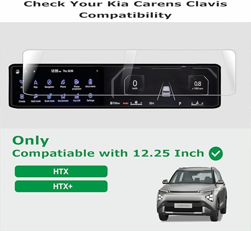 Image of OHAYO 9H Military Strength Screen Protector for KIA CARENS CLAVIS 2025+ 12.3 Inch Infotainment Display | Compatible with HTX & HTX Plus Variants | Full Coverage, Scratch Resistant, Anti-Fingerprint, Ultra Clear, Bubble-Free Installation | Not Tempered Glass