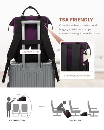 Image of LOVEVOOK Laptop Backpack for Women, 15.6 inch Waterproof Nurse Bag Teacher Work Backpack Purse for Women, Travel Computer Backpack for College Office Business Ladies