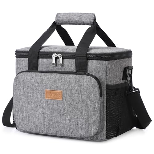 Lifewit Lunch Bag 8.5L 12 Can Insulated Lunch Box Soft Cooler Cooling Tote for Adult Men Women, Grey