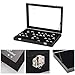 amzdeal Ring Storage Box -100 Slots Jewelry Ring Display Case with Glass Lid, Jewelry Storage Tray, Ring Holder Organizer, Ideal Gift for Women/Men, Black