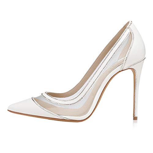 FSJ Women Sexy Mesh Stiletto High Heels Pumps Pointed Toe Slip On Dress Party Evening Office Shoes Size 4-15 US2