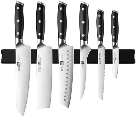 Klaus Meyer Stahl 7 Piece Knife Set With Magnetic Knife Holder Bl...