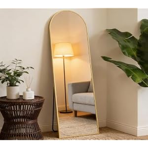 NEWBULIG 59″x16″ Arched Full Length Mirror, Full Body Floor Mirror, Gold