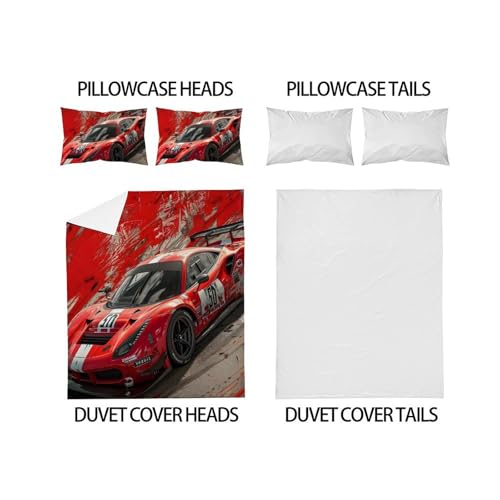Housse de couette voiture de course microfibre anti-plis parure de lit double 200x200cm