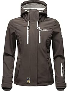 MARIKOO Damen Softshelljacke Übergangsjacke mit Kapuze Kleinezicke Anthracite Gr. L