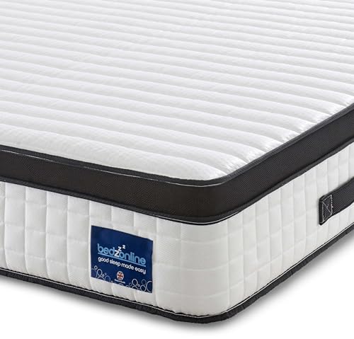 BEDZONLINE Memory Foam & Pocket Sprung Mattress | 5FT | Premium Fabric | 3D Breathable Knitted Fabric & Airy Mesh | Elegant Black & White Design | Wave Memory Foam for Optimal Support