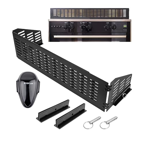 Blocco di sicurezza per bambini, estensibile da 45 a 70 cm, nero, set con blocco di sicurezza per bambini della porta del forno, griglia di protezione della cucina con alette laterali incernierate