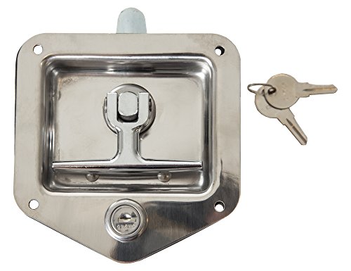 Buyers Products L8815 T-Handle Latch, Locking Single Point Latch With Gasket, With 2 Keys, Polished Stainless Steel, For Truck Bed Tool Boxes, Trailer Doors, RVs, Campers, Truck Cap Latch by Buyers Products Company - Used condition - US$14.41