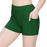 ALWAYS Women's 3' Yoga Shorts - Premium Soft Tummy Control Workout Stretch Solid Leggings Pants with Pockets Hunter Green S