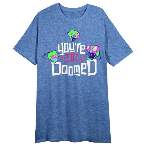 Invader Zim You're All Doomed Women's Blue Heather Crew Neck Short Sleeve Night Shirt-XL