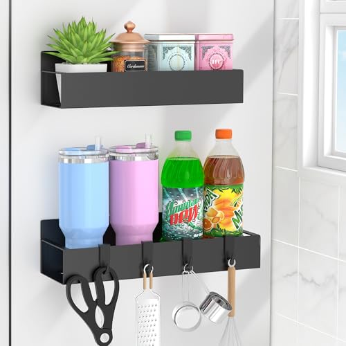 KilaYonle Magnetic Spice Rack for Refrigerator with Hooks, Magnetic Fridge