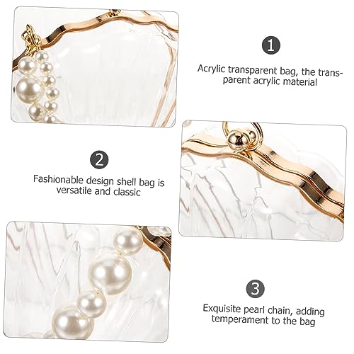 Sac à main perles tendance femme : sac bandoulière acrylique transparent de soirée