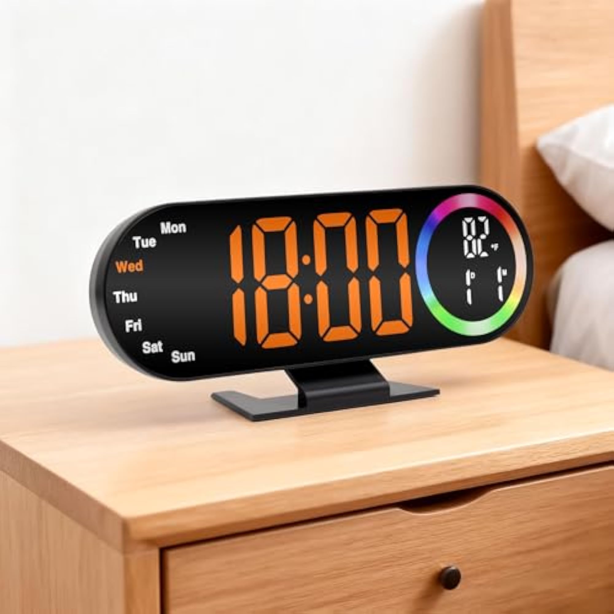Desk & Wall Clock with Temperature and Calendar Display