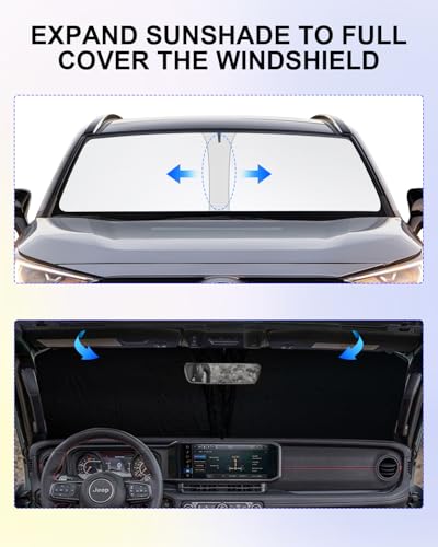 Para-brisa dianteiro 2024 Upgrade Para-brisa Dobrável Jeep Wrangler Sun Shade/Jeep Gladiator Proteto