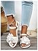GORGLITTER Women's Flower Flat Sandals Floral Vacation Open Toe Ankle Strap Sandal Flats White 9