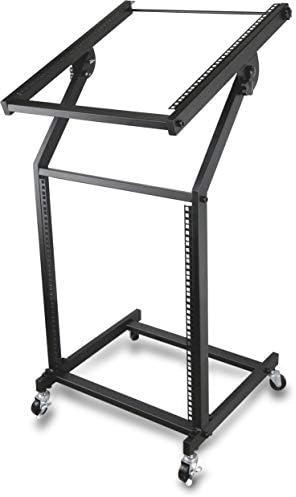 Powerpak MX-9U Mixer Studio Rack Mount Rolling Stand Adjustable Top Platform With Strong Wheel Mixer Platform Mount Holder for Music Studio Pro Audio Recording Cabinet Amplifiers-Black