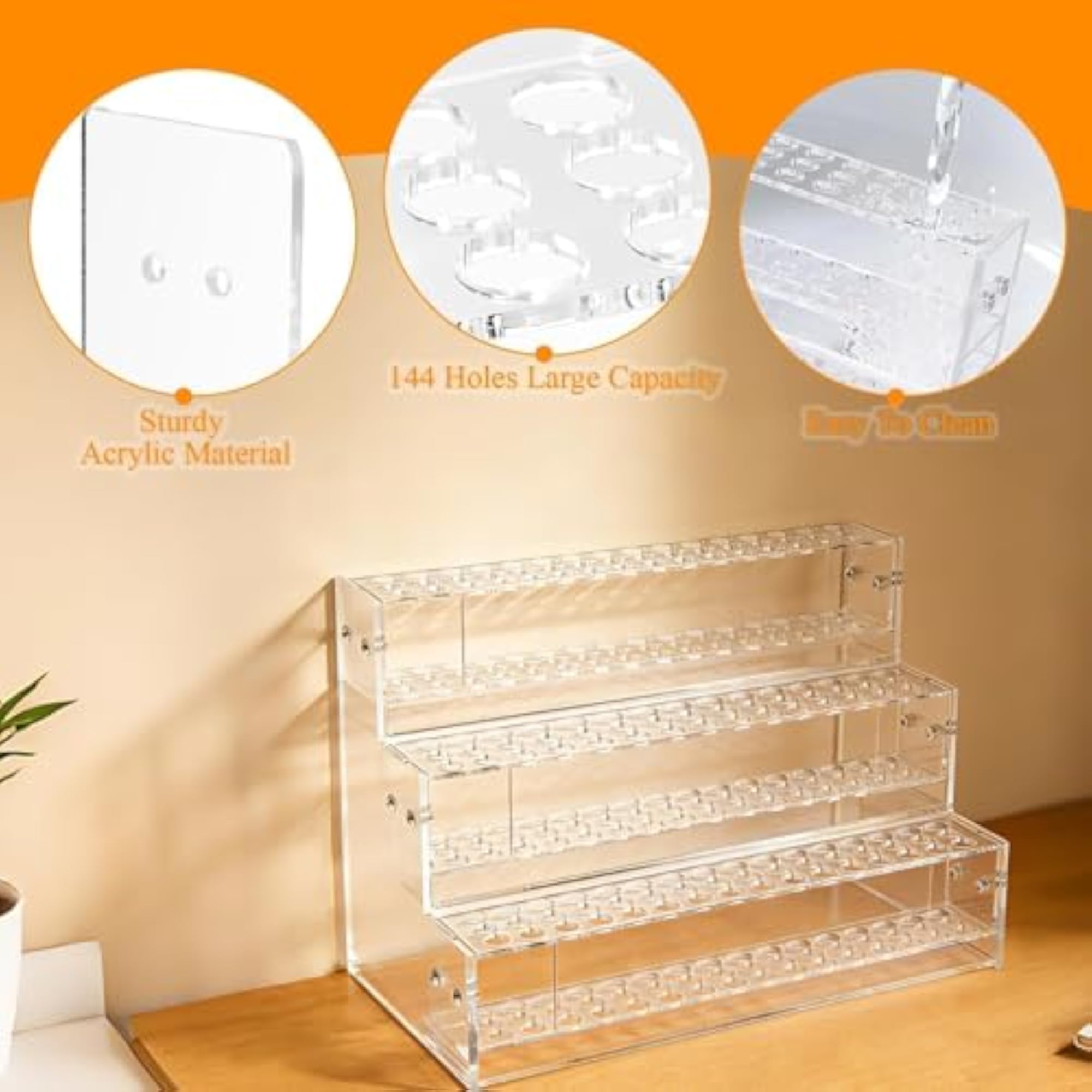 144-Slots Acrylic Pen Holder for Craft Shows