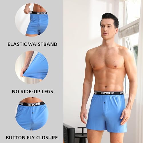 Men's Boxer Briefs Bamboo Rayon Boxers for Men Breathable and Cool Men's Boxer Shorts with Button Fly Multipack3