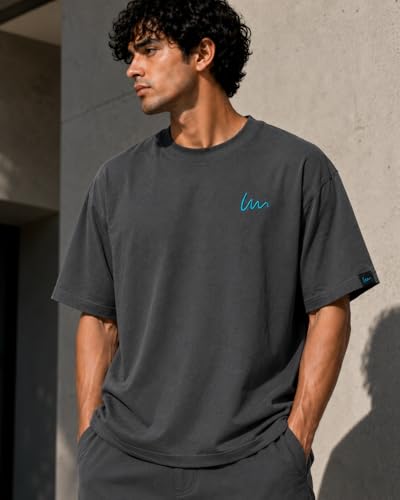 Image of Oversized T-Shirt for Men and Women, Black, White, and Charcoal Grey Colour, Cotton, Drop Shoulder Baggy Fit