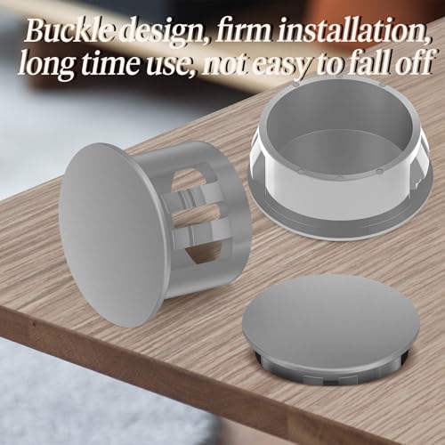 Image of 100PCS 3 /8 inch Grey Plastic Plugs Hole, Round PA66 Plug Furniture Hole Decorative Cover