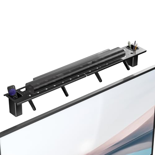 WALI Soundbar Mount – No Drilling TV Top Shelf with 2 Storage Boxes, Universal Sound Bar Holder for Samsung, Sony, LG, Bose, 34.65"x4.3" (TSH004-2B), Black