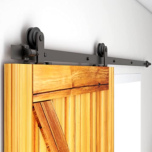 243cm/8FT Schiebetürsystem Zubehörteil Laufschiene Schiebetürbeschlag Holzschiebetür Komplettset Schiebetür Schiene Set Schwarz/sliding barn door hardware