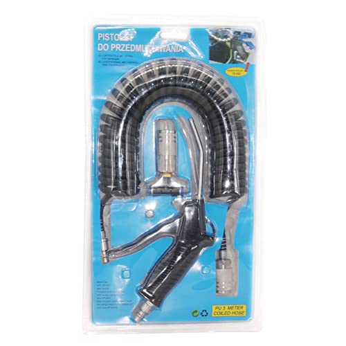 Qolekog Air Blow Gun kit with 16ft Long 8mm OD Coil PU Air Hose Air Duster Blow Gun Kit with PTC Adaptor (Black) by Qolekog - Image 5
