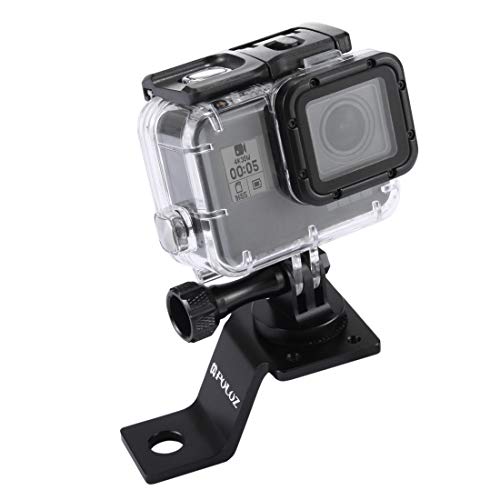 PULUZ Soporte fijo para motocicleta, aleación de aluminio Moto Mirror/Pinch Bolt Mount Clip para GoPro Hero Max 9 8 7 6 5 4 3 Session 3+ 2, DJI OSMO Action y otras cámaras de acción (negro)