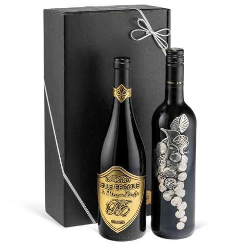 Italien vs. Frankreich Rotwein-Geschenkset der Superlative Prestige-Syrah & Cuvée aus Sangiovese, Primitivo & Merlot Das Weingeschenk für Experten zu Geburtstag Weihnachten Kenner Mann Frau