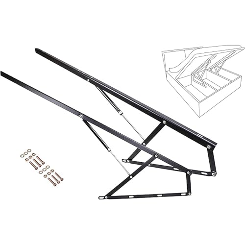 Kit de elevación de cama con resorte de gas, mecanismo hidráulico neumático resistente para almacenamiento de cama y sofá, solución de ahorro de espacio, 2 piezas