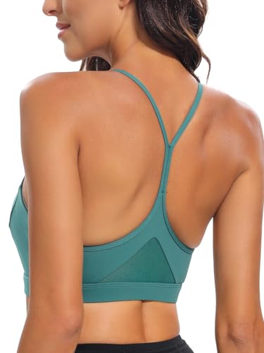 Image of RUNNING GIRL Y-Back Sports Bras for Women, Medium Impact Wirefree Padded Bra Workout Crop Top Longline Sports Bra Push up, Black