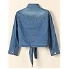Omoone-Womens-34-Sleeve-Denim-Crop-Top-Tie-Knot-Shirt-Cardigan Omoone Women's 3/4 Sleeve Denim Crop Top Tie Knot Shirt Cardigan (Dark Blue, XL)