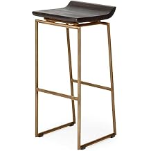 Mercana Givens III Bar Stool, 15" x 14" x 30", Dark Brown | Antiqued-Gold