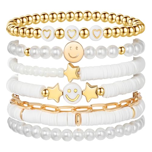 YALASOBA Colorful Smile Heart Star Bracelets Set - Polymer...
