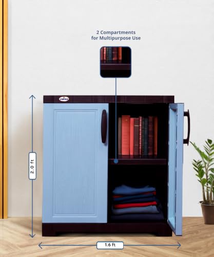 Image of Prima Viva-1 Plastic Storage Cabinet (Small H 2 Ft x W 2 Ft x D 1.6 Ft) | 2 Compartments Multipurpose Organizer for Home & Office | Strong, Stylish & Spacious Cupboard for Clothes & Essentials