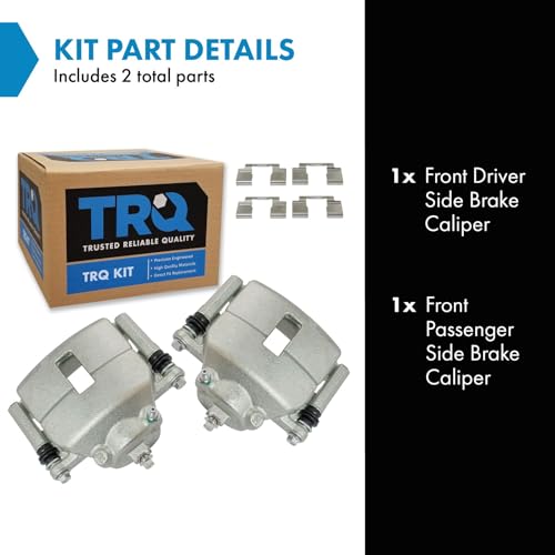 Image of TRQ Front Brake Caliper Set Zinc Coated Brackets Hardware Compatible with 2001-2010 Chrysler PT Cruiser
