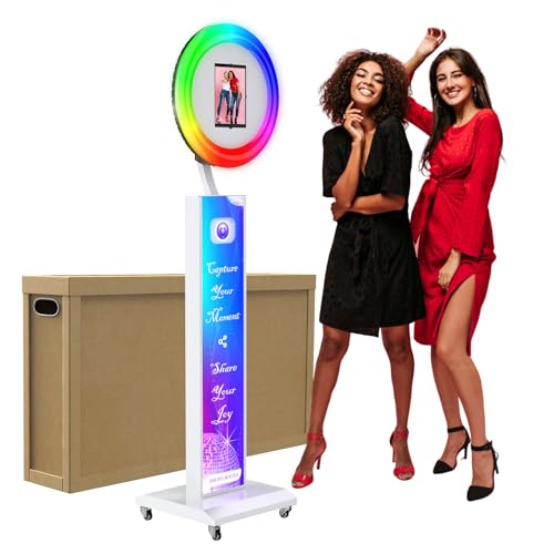 Image of JIYANG Photo Booth,Photo Booth Stand Shell with ChackTok PhotoBooth VIP Member,APP and Remote Control,Music Sync,Selfie Photo Booth Machine for Parties,Wedding and Events